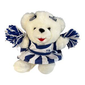 Vintage Dan Dee Tampa Bay Rays Cheerleader Teddy Bear Blue White Pom Poms 9”